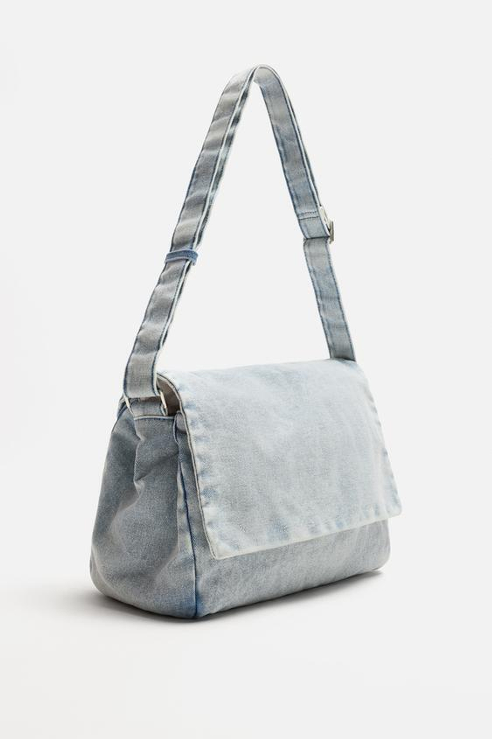 ZARA СУМКА ЧЕРЕЗ ПЛЕЧО ИЗ ДЕНИМА С ЭФФЕКТОМ ПОТЕРТОСТИ, СИНИЙ
