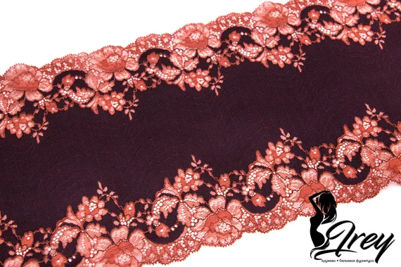 03-239 ОПТ Кружево эластичное 23 см, слива/терракот