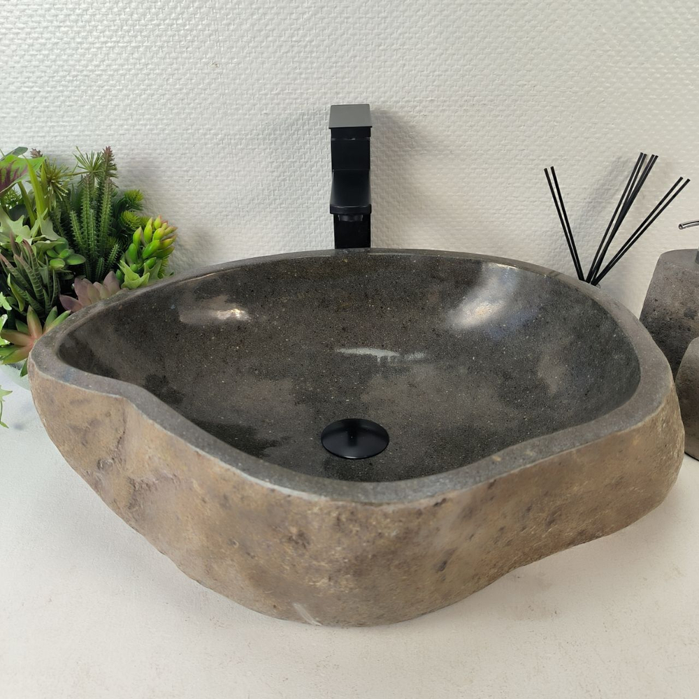 Каменная раковина из речного камня RS-05315 (55*43*15) 0857 из натурального камня