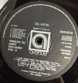 Винтажная виниловая пластинка LP A Tribute To Andy Williams Vol.2 (UK 1972)