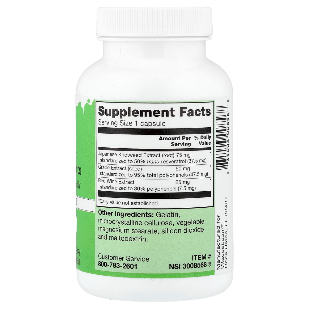 Vitacost, Resveratrol + Grape Seed & Red Wine Extracts, 240 Capsules
