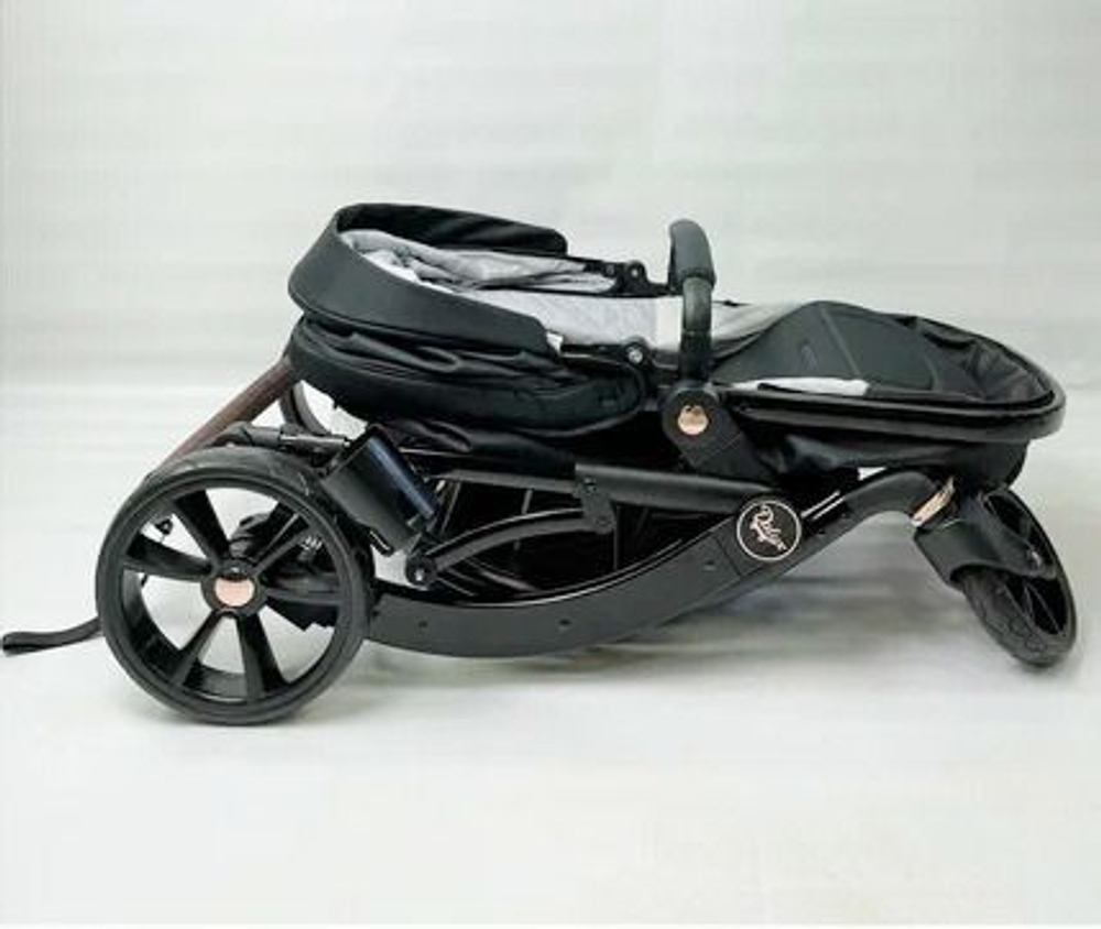 Детская коляска-трансформер Luxmom Dalux 608 3 в 1 для новорожденных, с автолюлькой , black