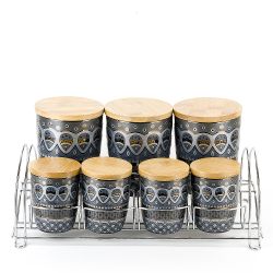 Банка, набор 7шт. на металлической подставке "Чайхана" 600мл /200мл. (подарочная упаковка)