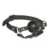 Чёрный кляп-шар 4,5см на кожаных ремешках с пряжкой Sitabella BDSM Accessories 3006-1