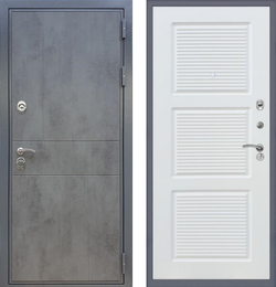 Входная металлическая дверь RеХ (РЕКС) 290 Темный бетон / ФЛ-1 Силк сноу (белый матовый, без текстуры)