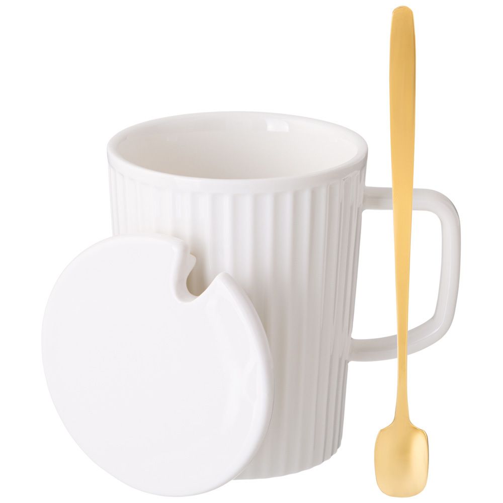 КРУЖКА LEFARD "HERBAL" С КРЫШКОЙ И МЕТАЛЛ. ЛОЖКОЙ 350 МЛ (КОР=48ШТ.)