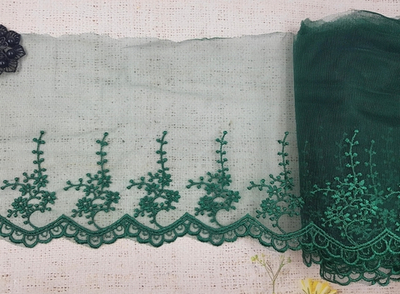 Вышивка на сетке, ш. 19 см, тёмный изумруд