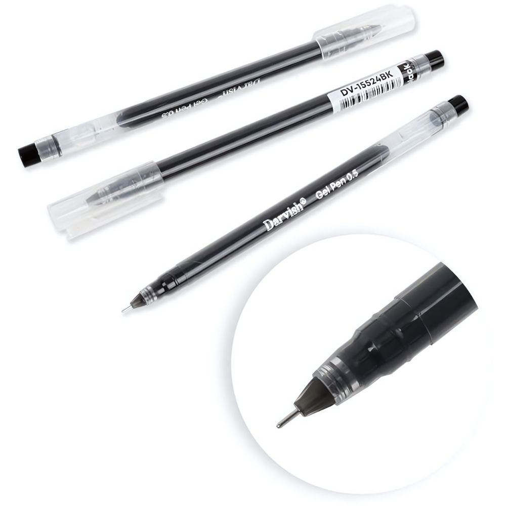 Ручка гель 0,5мм. чёрная корпус прозрачный (Darvish)