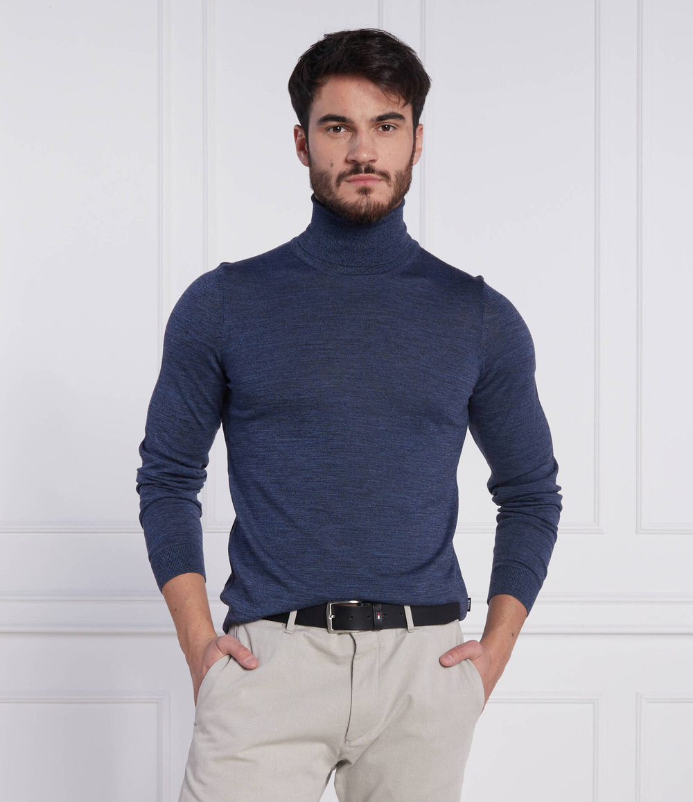 Хлопковый гольф musso-p BOSS BLACK - голубой(50468262)