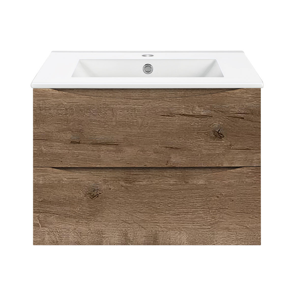 Тумба под раковину Vincea Mia 600 подвесная, 2 выкатных ящика soft close, V.Oak