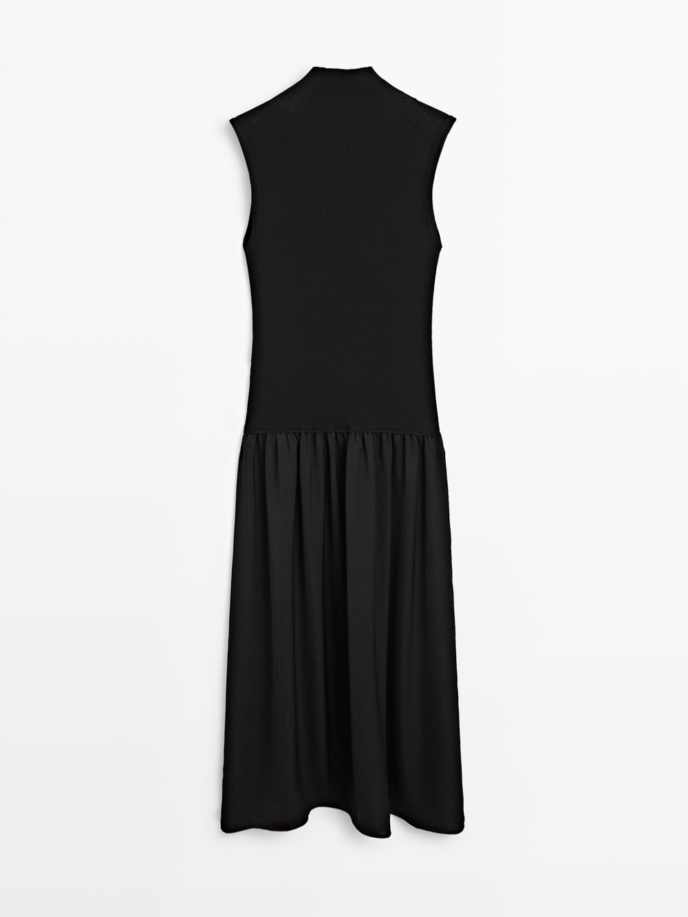 Massimo Dutti Трикотажное платье миди с контрастной деталью, черный