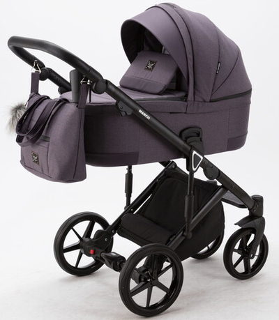 Детская коляска Adamex Marco 2 в 1 GA08 (Т. СЛИВ. ТК. + СЛИВ. КОЖ. ОТДЕЛКА)