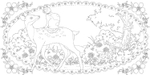 A floral journey of a cat seeking the joyful bell. Coloring Book