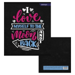 Тетрадь 36л., А5, клетка, Alingar "Never give up", скрепка, мелованный картон (стандарт) , блок офсет, 4 дизайна в пленке т/у