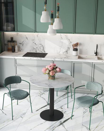 Стол обеденный Rubby D90 белый мрамор