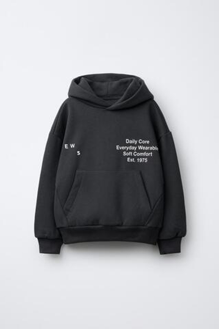 ZARA ХУДИ С НАДПИСЯМИ, АНТРАЦИТОВО-СЕРЫЙ