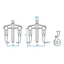 KING TONY (7962B-35) Съемник подшипников 2-х захватный 90 мм