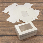 Коробка Для конфет сборная 16х12х7 см с окошком (Белый, Крафт)