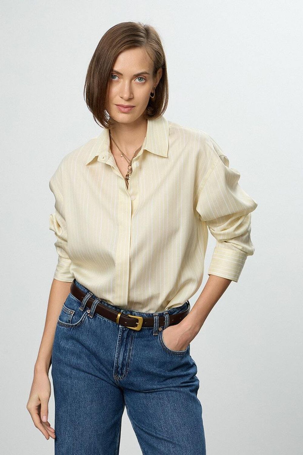 Рубашка Хельсинки вискоза желтая полоска