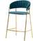 Полубарный стул Turin бирюзовый с золотыми ножками