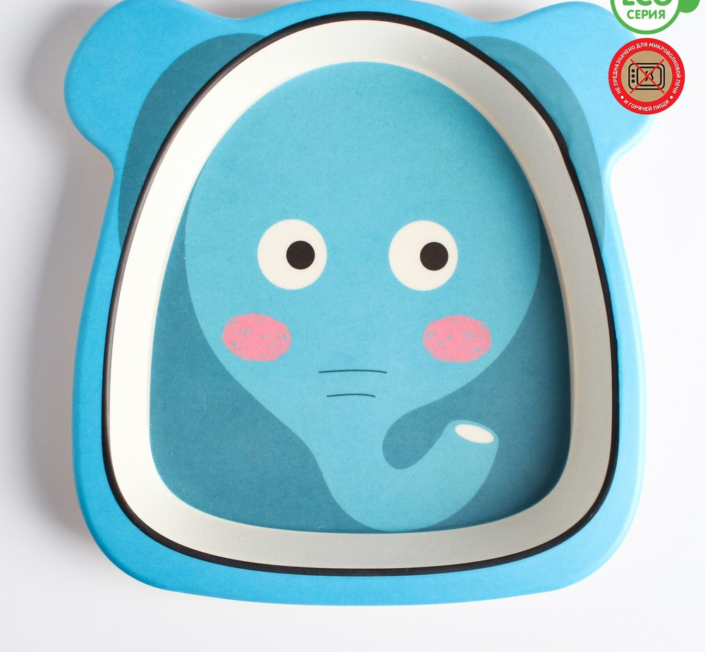 4298758 Тарелка 4-х секционная из бамбука, цвет МИКС