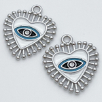 Подвеска Глаз, цвет белый+серебро, размер 24*20 мм, цена за 1 шт