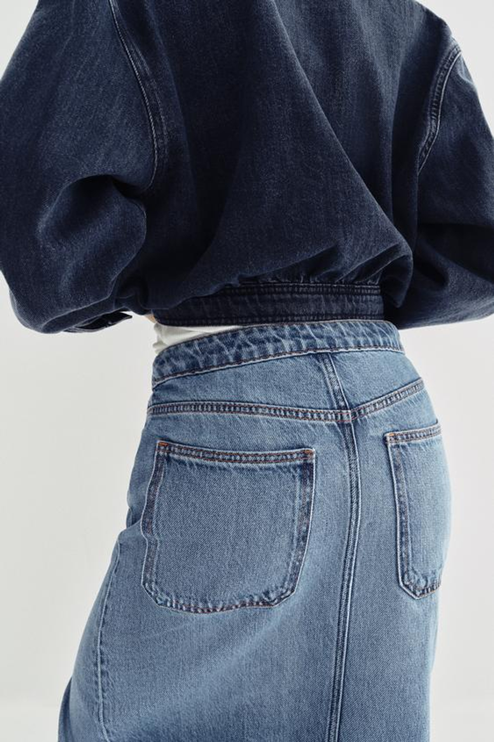 ZARA ДЖИНСОВАЯ ЮБКА ВНАХЛЕСТ Z1975, ВЫЦВЕТШИЙ СИНИЙ