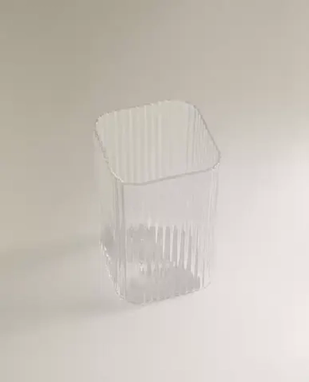 ZARA HOME СТАКАН ДЛЯ ЗУБНЫХ ЩЕТОК С РЕЛЬЕФНЫМ УЗОРОМ, ПРОЗРАЧНЫЙ