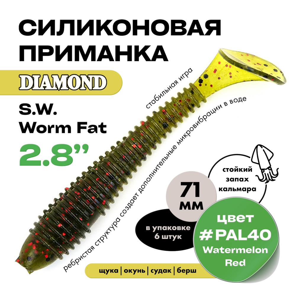 Силиконовая приманка S.W. Worm Fat 2.8" (6шт/уп)
