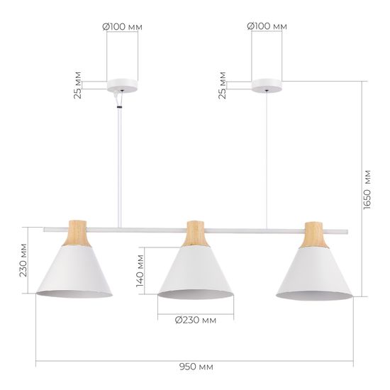 SLE125103-03 Светильник подвесной Белый/Белый, Светлое дерево E27 3*60W MODICA