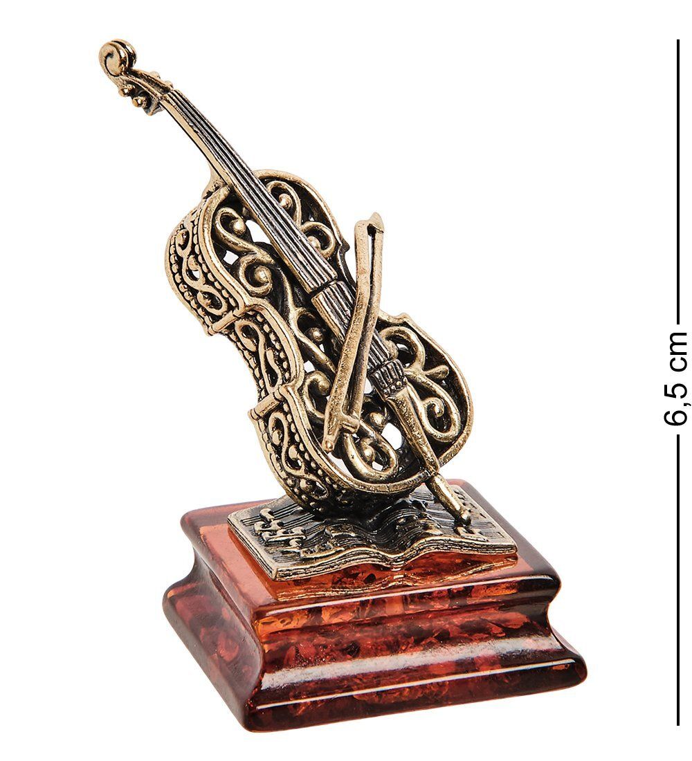 Народные промыслы AM-2836 Фигурка «Виолончель Ажурная» (латунь, янтарь)