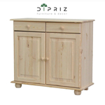 Тумба 90х39х83, Лена, для кухни, под телевизор, двухдверная из сосны, с ящиками (нижняя часть буфета Лена), в натуральной отделке, Dipriz