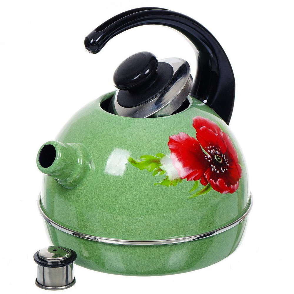 Чайник сталь, эмал, 3.5 л, свист, руч консоль, Рубин, С2509, зеленый туман, Т04/35/10/04  /07