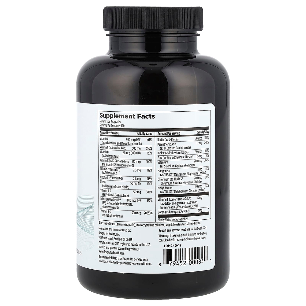 Designs For Health, Мультивитамины Twice Daily, 240 вегетарианских капсул
