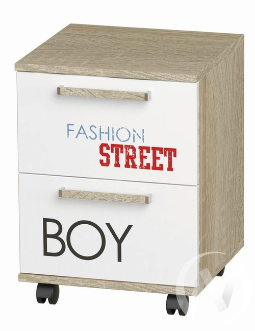 Тумба выкатная ТБ-07 Сенди (дуб сонома/белый;фотопечать Мальчик)