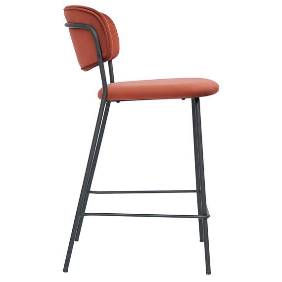 Полубарный стул Eirill, кирпичный велюр с черными ножками