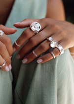 Кольцо «Дуо» с овальным горным хрусталем и белым топазом