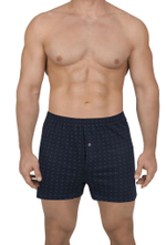 Принтованные хлопковые трусы-шорты (Размер: XL) (Цвет: темно-синий)