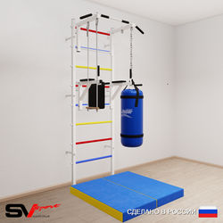 Шведская стенка Sv Sport 5735 (Турник стандарт/Брусья/Трапеция/Цепь/Мешок 15кг/Мат 1м)