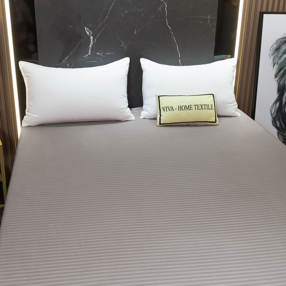 Простынь на резинке Страйп Сатин Однотонный 100% хлопок RR1CT030