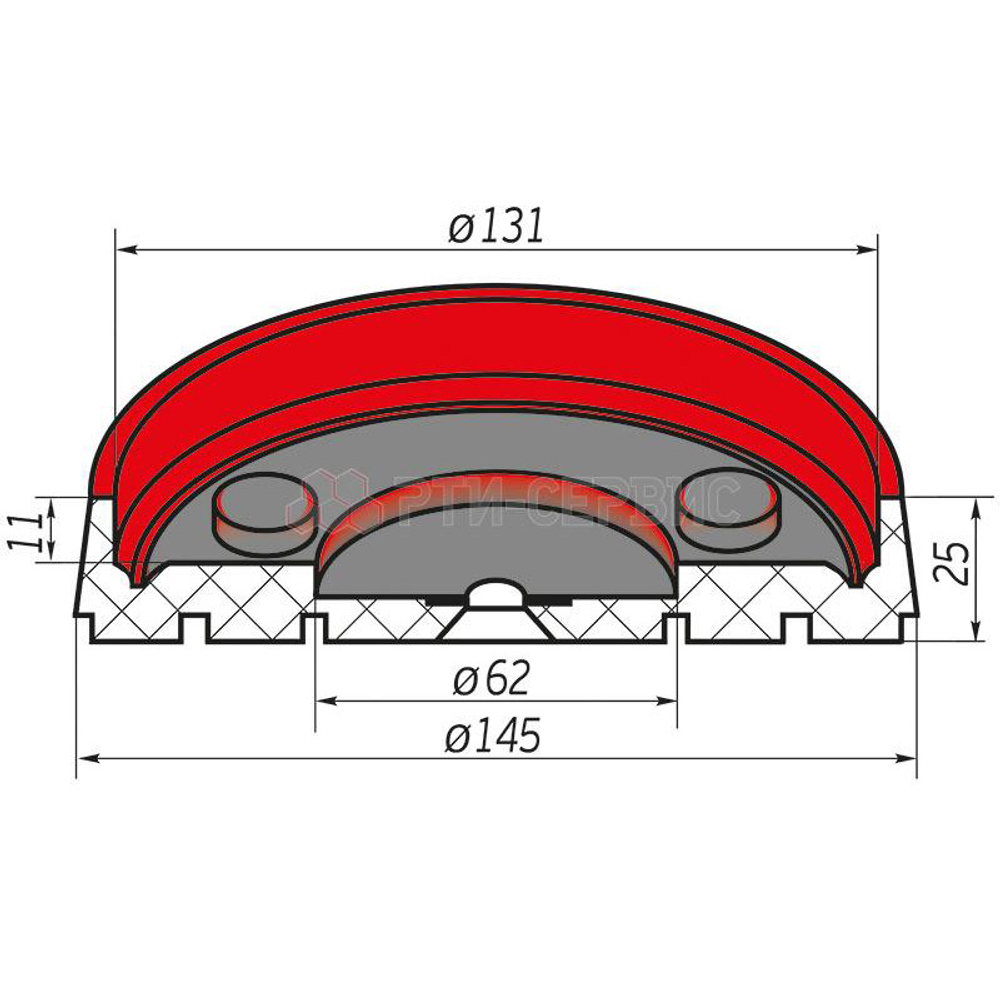 Резиновая накладка (РТИ-СЕРВИС 1039) для подъемников "OMCN"