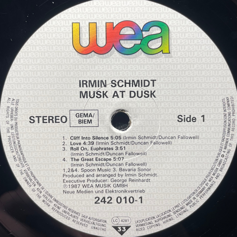 Irmin Schmidt ‎– Musk At Dusk (Германия 1987г.)