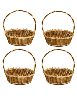 Корзина овальная подарочная, набор 4 штуки, арт. O320GR/4, 22х32х10 см, высота с ручкой 35 см