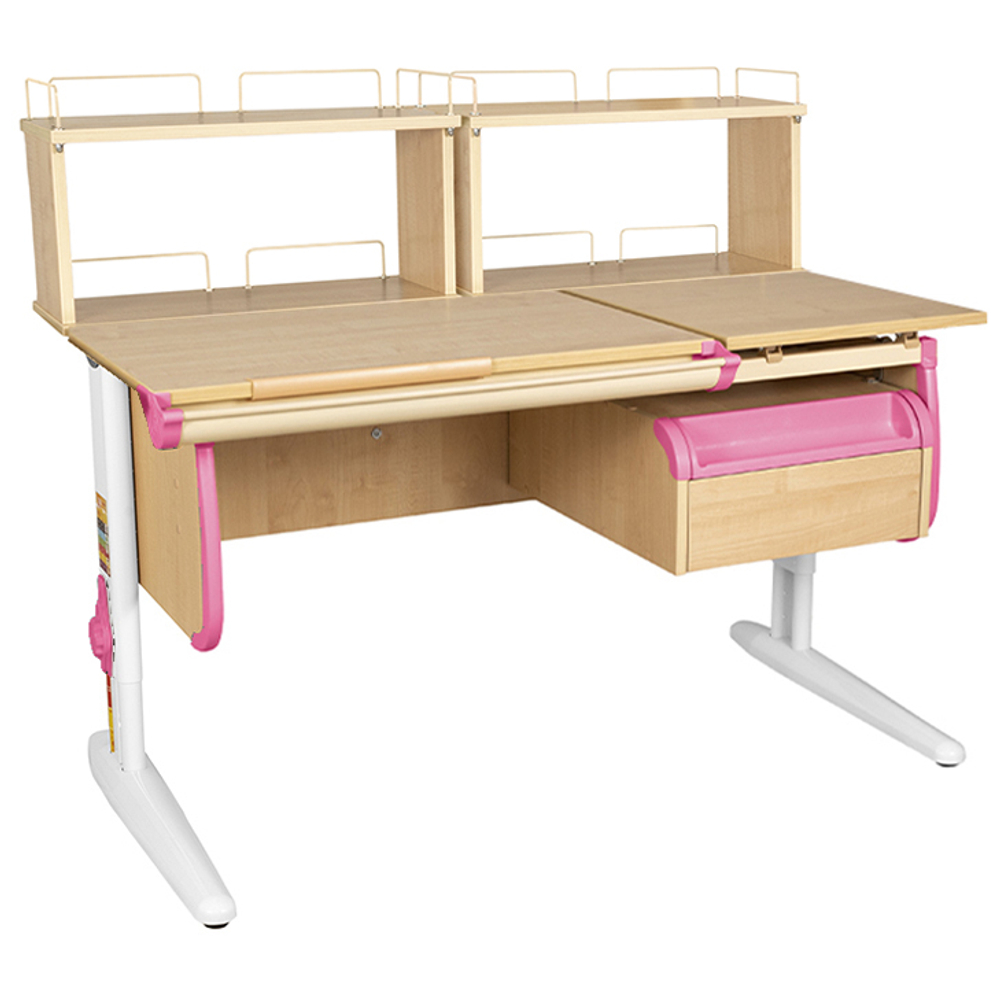 Растущая парта СУТ 25 с задними полками СУТ.15.240 и навесной тумбой (1200×880 мм)