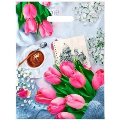 Пакет с прорубной ручкой ПВД 30х40 (35 мкм) "Романтик" (50/1000 шт.) Интерпак