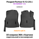Передние автомобильные коврики ЭВА с бортами для Peugeot Partner II (08-25г.)