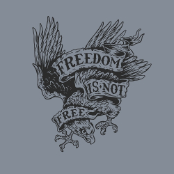 принт с орлом Freedom is not free серый