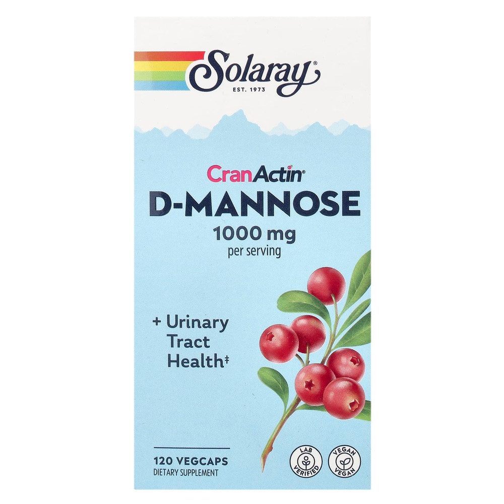 Solaray, D-манноза CranActin®, 120 растительных капсул