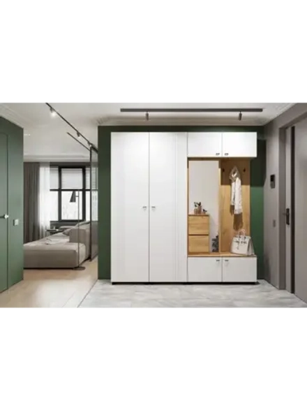 Прихожая с зеркалом Дуб Золотой 200х40х220