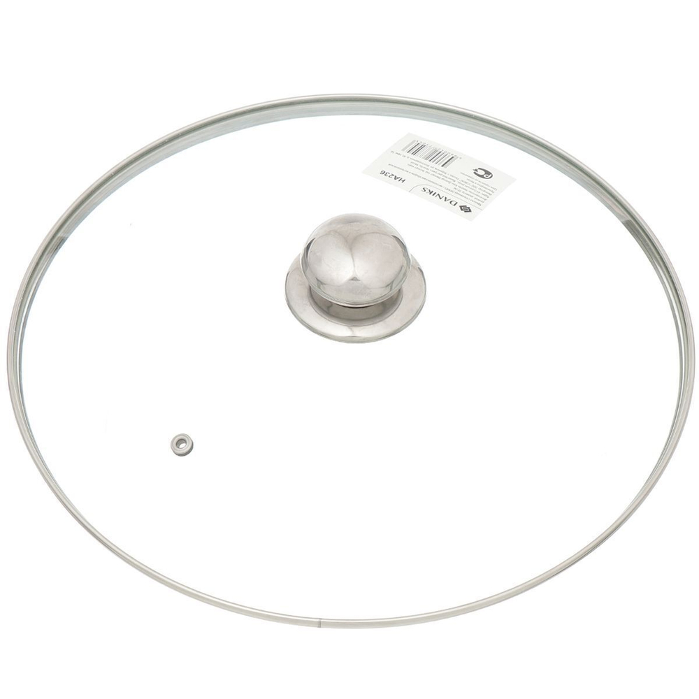 Крышка для посуды стекло, 30 см, Daniks, металл обод, кнопка металл, HA236